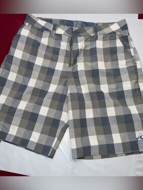 Rusty Gray White Checkered Plaid Shorts,  Men’s Size 36,  10” Inseam High Rise